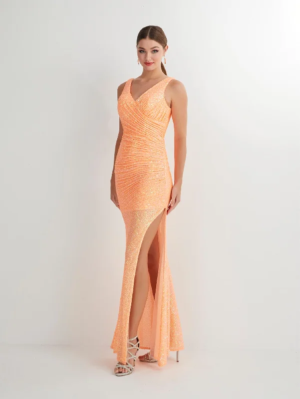 Final Markdown Fitted Sequin Sleeveless Slit Gown by Studio 17 12903