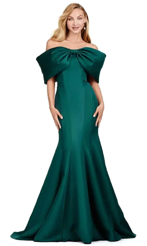 Final Sale Ashley Lauren 11413 - Bow Accent Satin Mermaid Gown