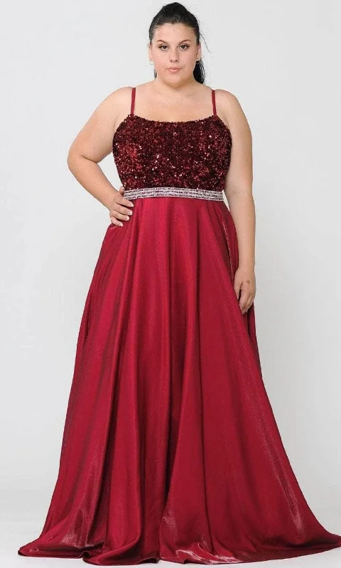 Last Chance Poly USA W1018 - Sequin Scoop Neck Evening Gown
