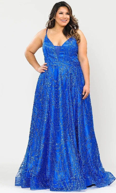 Markdowns Poly USA W1004 - Sleeveless Plunging V-neck Formal Gown