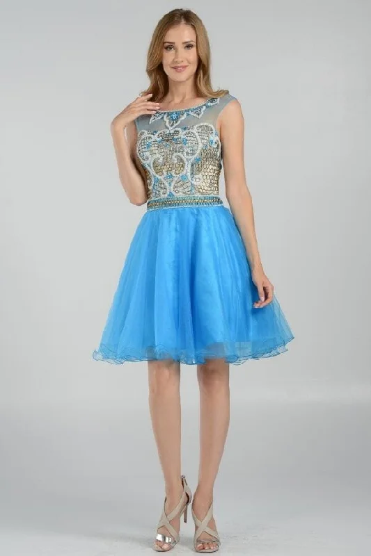Price Cut Short Dress with Embellished Bodice by Poly USA 7542