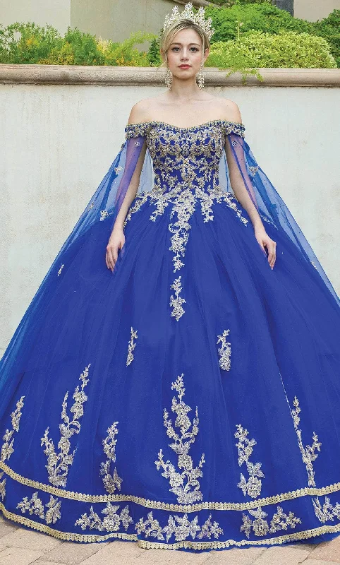Limited Availability Dancing Queen 1645 - Gilded Applique Quinceanera Ballgown
