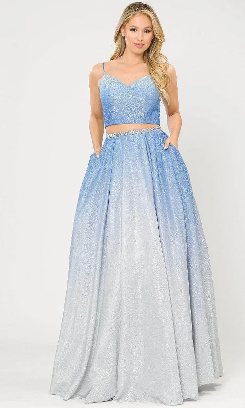 Take Advantage Poly USA 8706 - Two-piece Sleeveless V-neck Prom Dress
