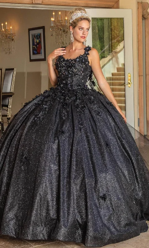 Limited Stock Dancing Queen 1707 - Floral Applique Quinceanera Ballgown