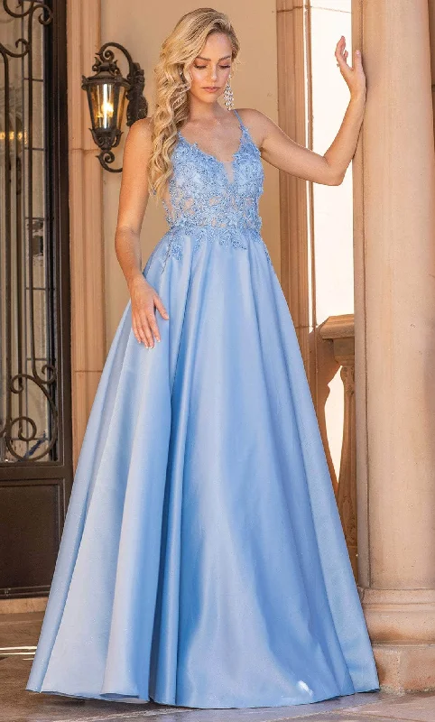 Epic Deals Dancing Queen 4326 - Lace Appliqued V-Neck Prom Gown