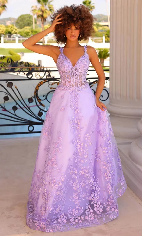 Savings Bonanza Clarisse 810974 - Floral Sequin A-Line Prom Gown