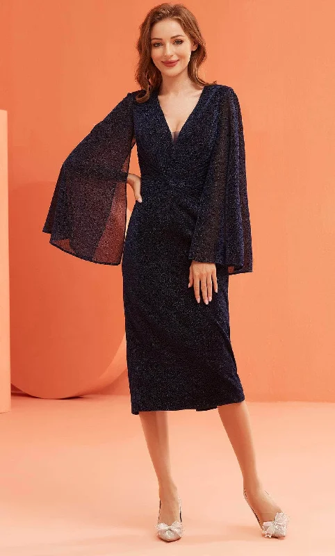 Savings Alert J'Adore Dresses J22066 - Long Sleeve Knee-Length Dress