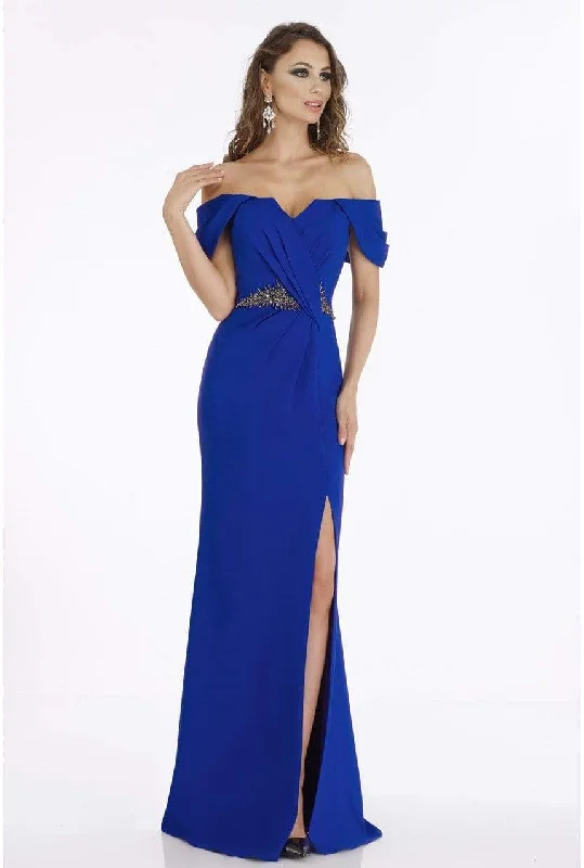 Price Cut Gia Franco - 12915 Pleated Off-Shoulder Gown with Slit
