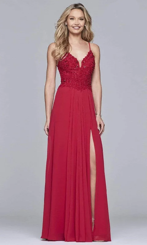 Price Break Faviana - 10005 V Neck Flowy Soft Fabric A-Line Gown