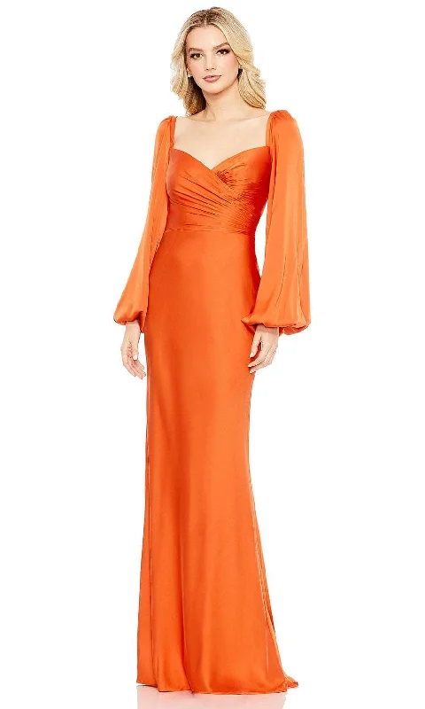 Online Only Ieena Duggal 68335 - Bishop Sleeve Wrap Bodice Evening Gown