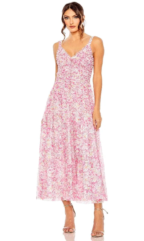 Massive Deals Mac Duggal 8012 - V-Neck Floral A-line Long Dress