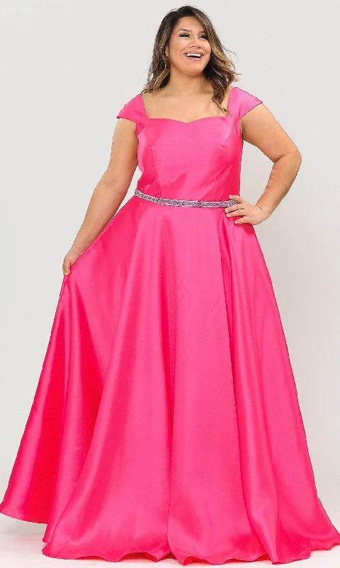 Price Cut Poly USA W1104 - Sweetheart Neckline with Cap sleeves Formal Dress