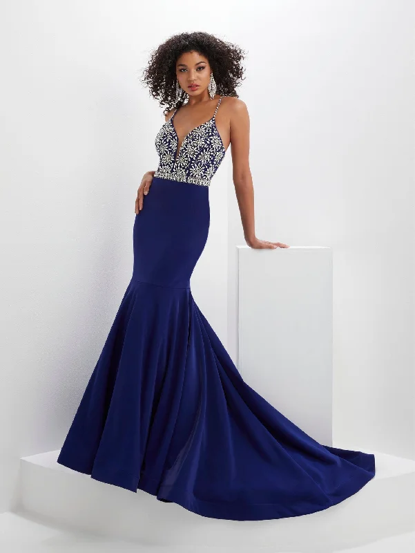 Can't Miss Beaded Bodice Sleeveless Mermaid Dress by Panoply 14133