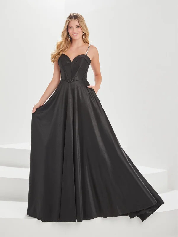 Early Access Corset Sheer Back A-line Gown by Tiffany Designs 16014
