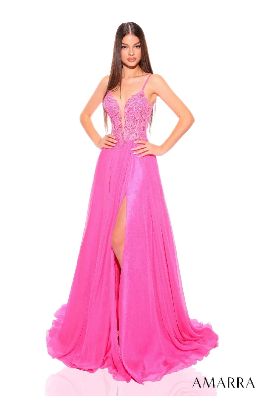 Limited Time Offer Embroidered Lace Sleeveless A-line Slit Gown by Amarra 88834