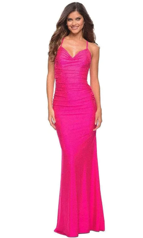 New Markdowns La Femme - Cowl Beaded Ruched Prom Dress 30658SC