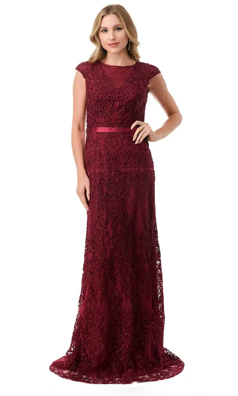 Clearance Sale Trevi Collection M2732 - Cap Sleeve Embroidered Formal Dress