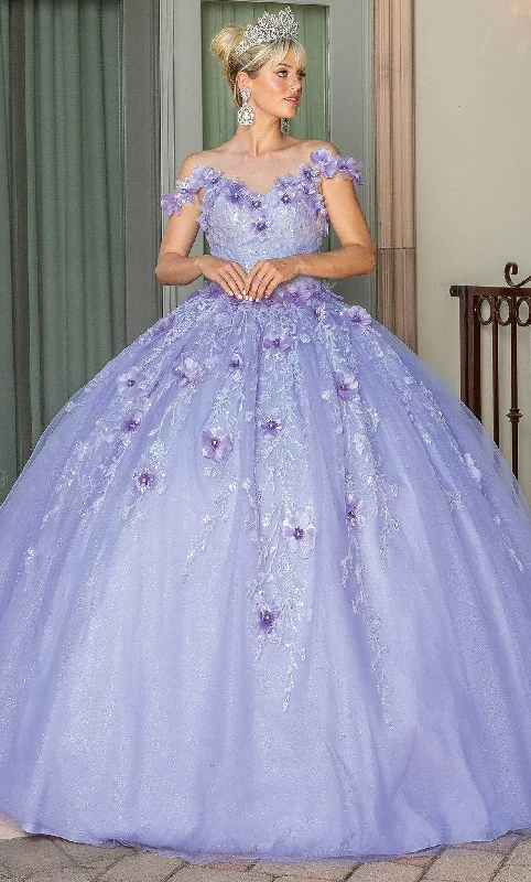 Special Savings Dancing Queen 1703 - Floral Appliqued V-Neck Ballgown