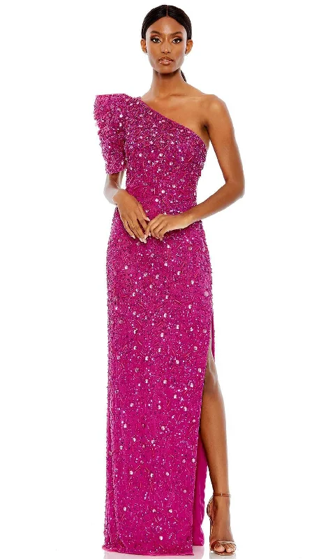 Deep Discounts Mac Duggal 10912 - Puff Sleeves Bead Embellished Long Dress