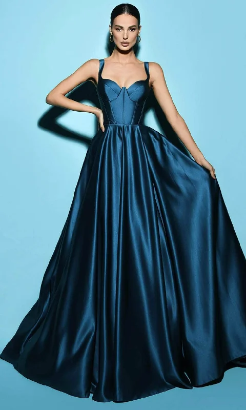 Final Sale Tarik Ediz 53045 - Satin Bustier Evening Gown