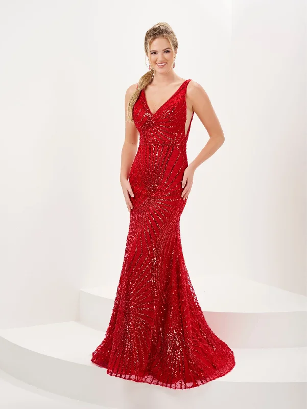 Customer Appreciation Sale Sequin Print V-Neck Trumpet Dress by Tiffany Designs 16073