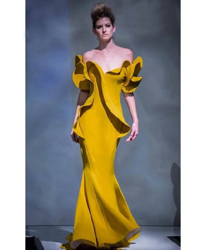 Online Only MNM Couture - 2328 Peplum Off-Shoulder Mermaid Evening Gown