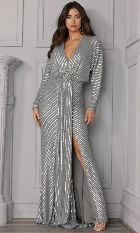 Bonus Savings Terani Couture 2111M5280 - Long Sleeve V-neck Gown