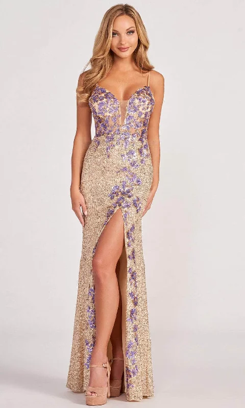 Don't Wait Colette By Daphne CL2049 - Sequined High Slit Shiny Dress