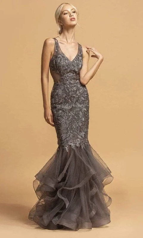 Limited Time Discount Trevi Collection - L2116 V-Neck Trumpet Evening Dress