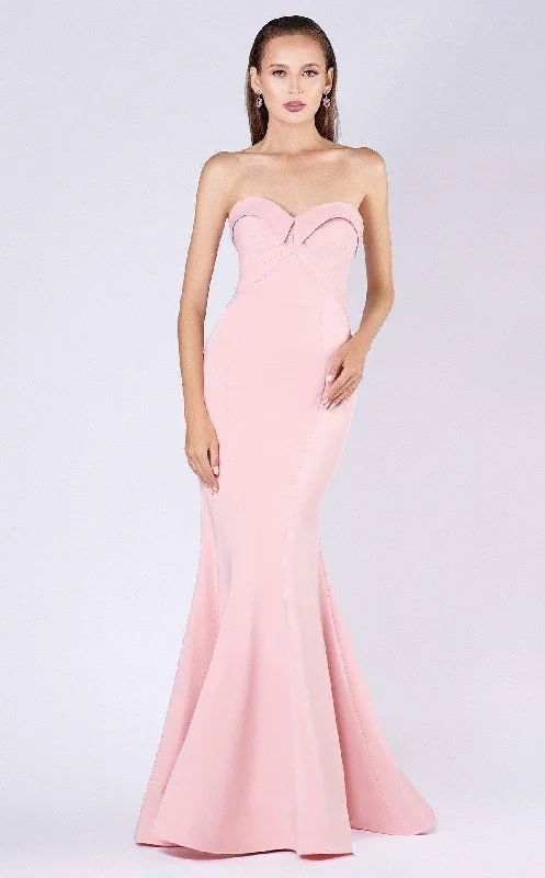 YEAR-End Sale MNM Couture - M0002 Strapless Folded Sweetheart Crepe Mermaid Dress