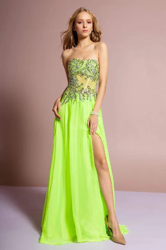 Weekend Special Elizabeth K - GL1085 Embellished Sweetheart Chiffon A-line Dress