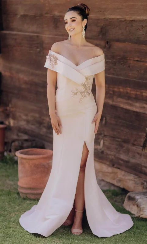 Deal Alert Terani Couture 232M1530 - Pleated V-Neck Evening Gown