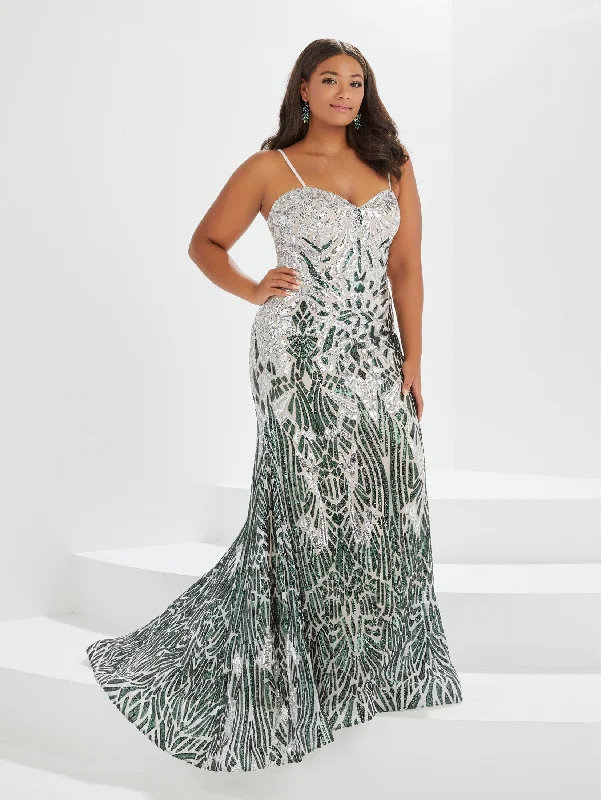 New Arrival Plus Size Ombre Sequin Mermaid Gown by Tiffany Designs 16042