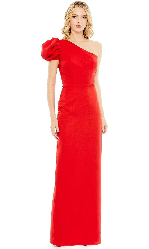 Exclusive Savings Ieena Duggal 49630 - Asymmetrical Neckline One Ruffled Sleeve Dress
