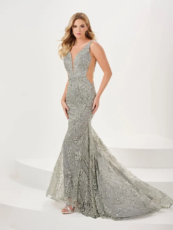 Limited Edition Sequin Applique Sleeveless Trumpet Dress by Panoply 14192