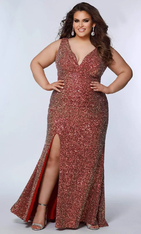Overstock Sydney's Closet SC7339 - Sequin Embellished Plunging V-Neck Prom Dress