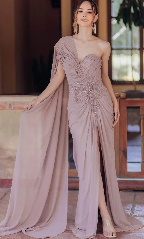 Deal Mania Terani Couture 232E1280 - Embroidered One-Sleeve Evening Dress