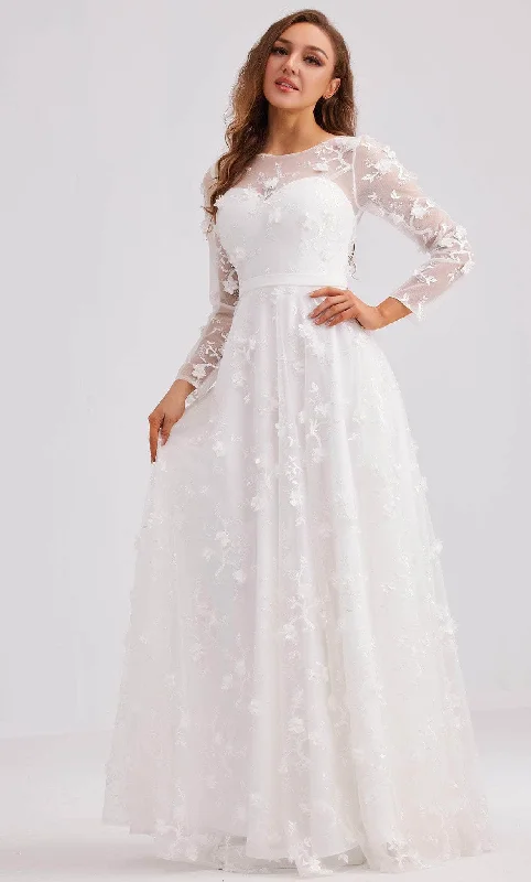Price Drop J'Adore Dresses J23034 - Long Sleeve Applique Evening Dress