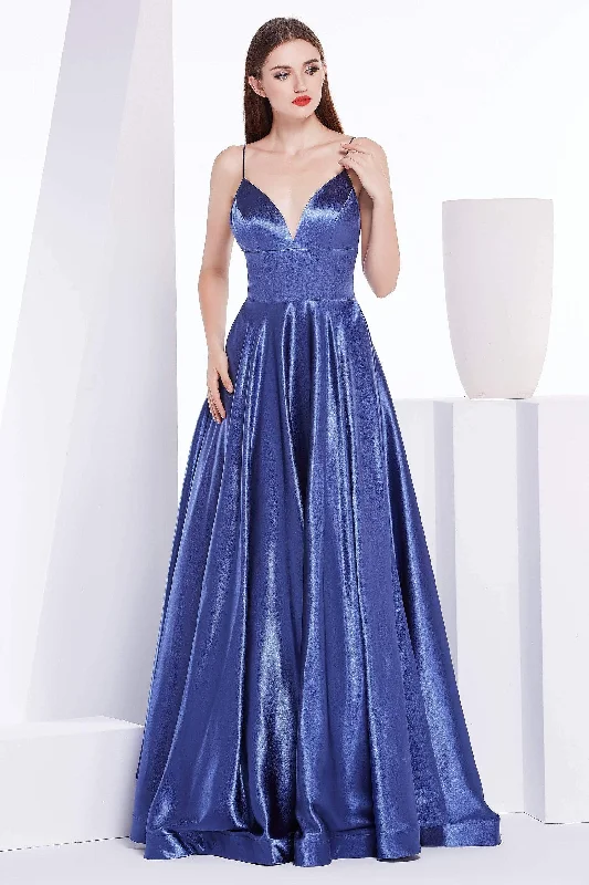 Unmissable Offer J'Adore Dresses - J14038 Deep V-neck Silky Satin A-line Dress