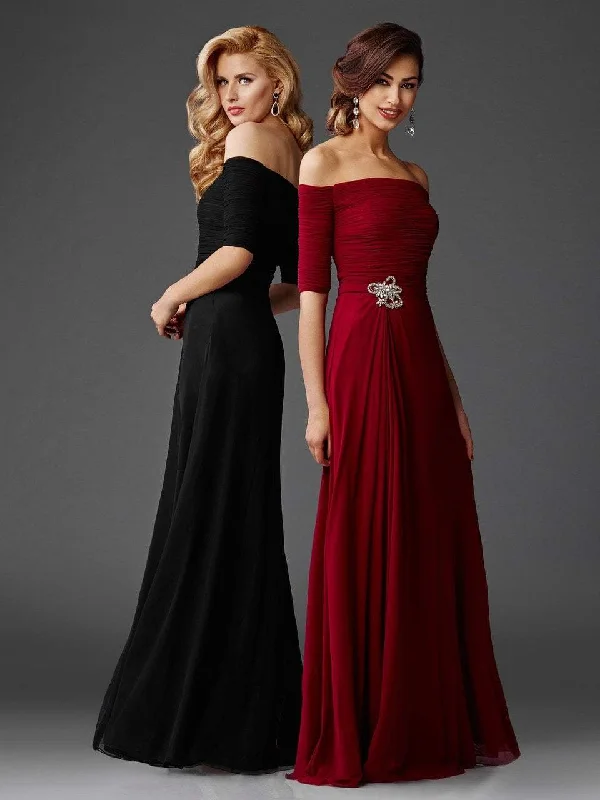 Act Fast Clarisse - M6404 Quarter Sleeve Off-Shoulder Gown