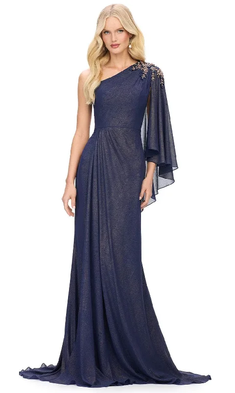 Major Savings Ashley Lauren 11701 - One-Shoulder Ruffle Sleeve Prom Gown