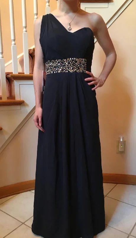 Act Now Other One Shoulder Floor Length Chiffon with Beading