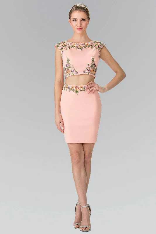 Instant Discount Short Two-Piece Dress with Floral Embroidery by Elizabeth K GS1439