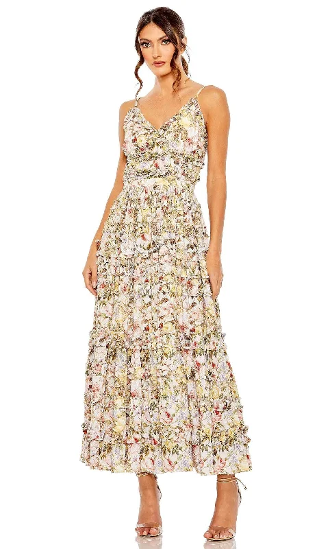 Midnight Sale Mac Duggal 8026 - Floral Ruffled Detail Long Dress