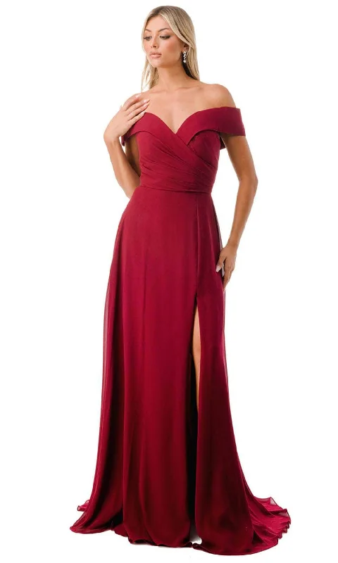 Factory Direct Sale Aspeed Design L2767Y - Foldover Off Shoulder Evening Gown