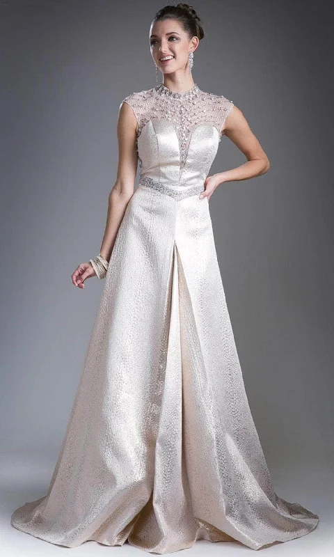Price Blitz Cinderella Divine 13557 - Illusion High Neck A-Line Gown