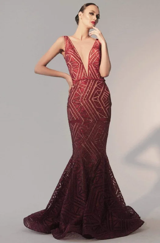 Super Deal Nicole Bakti - 6786 Sequin Embellished Mermaid Gown