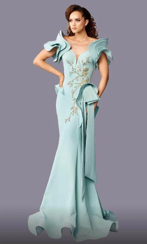 Exclusive Deal MNM Couture 2670 - Peplum Mermaid Evening Gown
