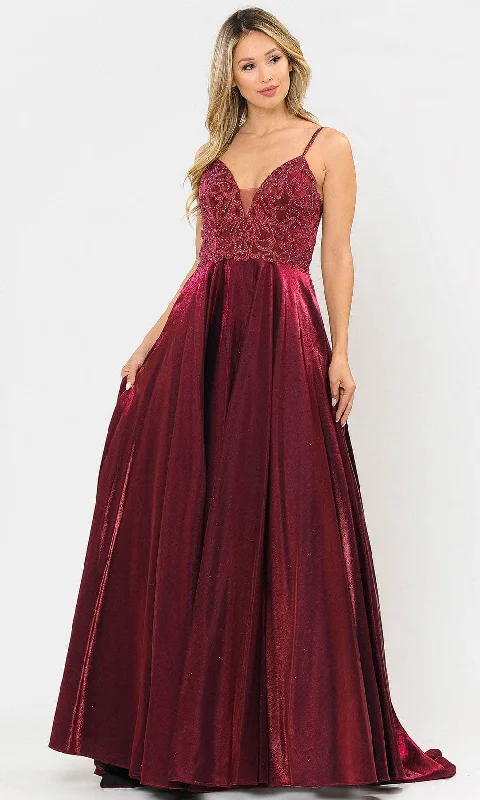 Special Discount Poly USA 8576 - Sleeveless Deep V-neck Long Gown