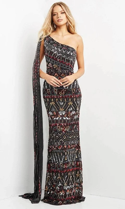 Lowest Prices Jovani 08450 - Asymmetric with Shoulder Cape Long Dress